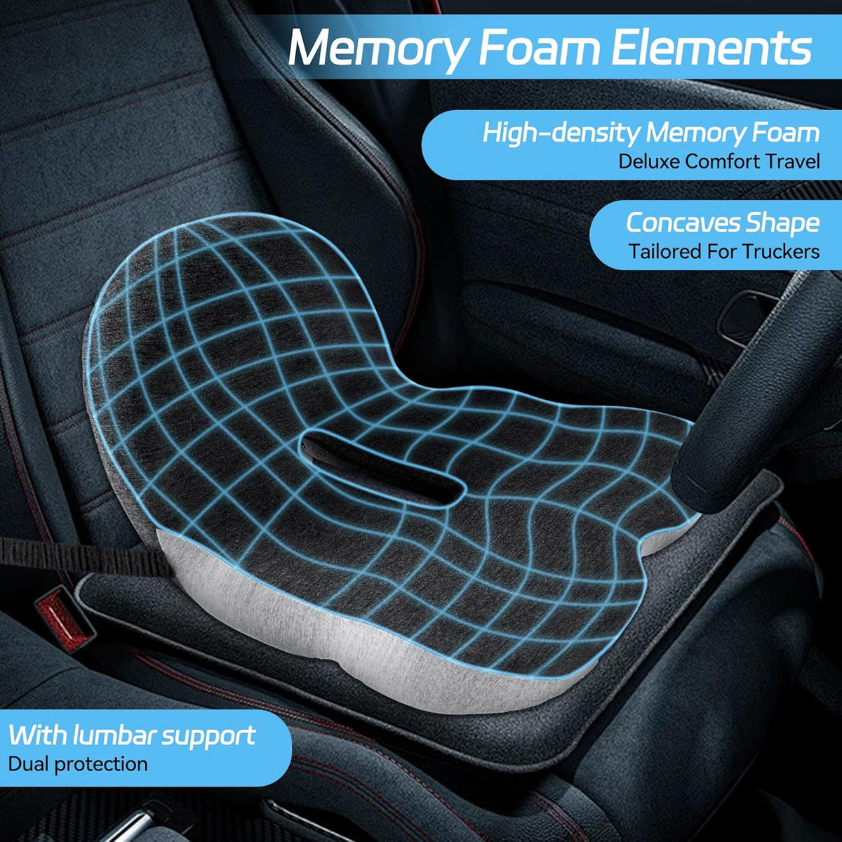 🚗💺 ERGONOMISK BILSTOL – KÖR I KOMFORT HELA DAGEN! ✨ Halkfri minnesskumsits – Formar sig efter din kropp