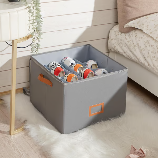 ⏰🔥BEGRÄNSAD TID: 50 % RABATT! 👟 Förvaringslåda i tyg för skor – hopfällbar, stor kapacitet, dammtät och andas för garderob & sovrum 🧺✨