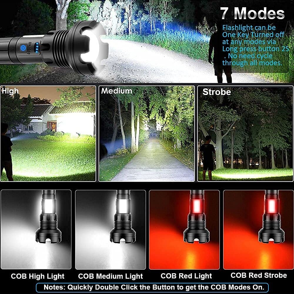 LED-uppladdningsbar ficklampa 90000 höga lumen
