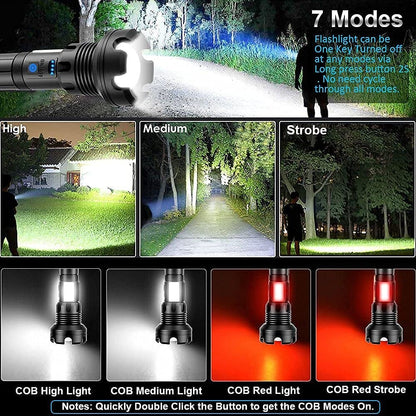 LED-uppladdningsbar ficklampa 90000 höga lumen