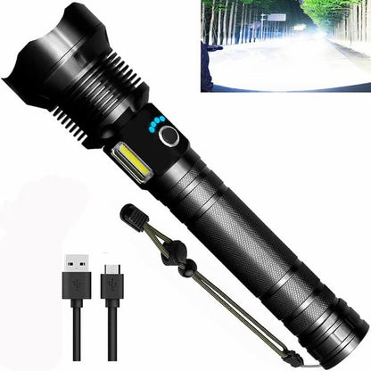 LED-uppladdningsbar ficklampa 90000 höga lumen