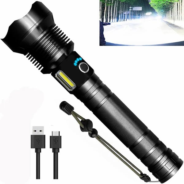 LED-uppladdningsbar ficklampa 90000 höga lumen