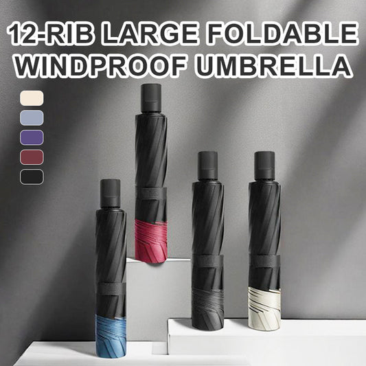 📢☔12-rillet stor sammenleggbar vindtett paraply