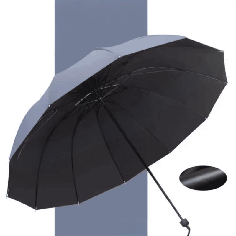 📢☔12-ribbig stor hopfällbar vindskyddad paraply