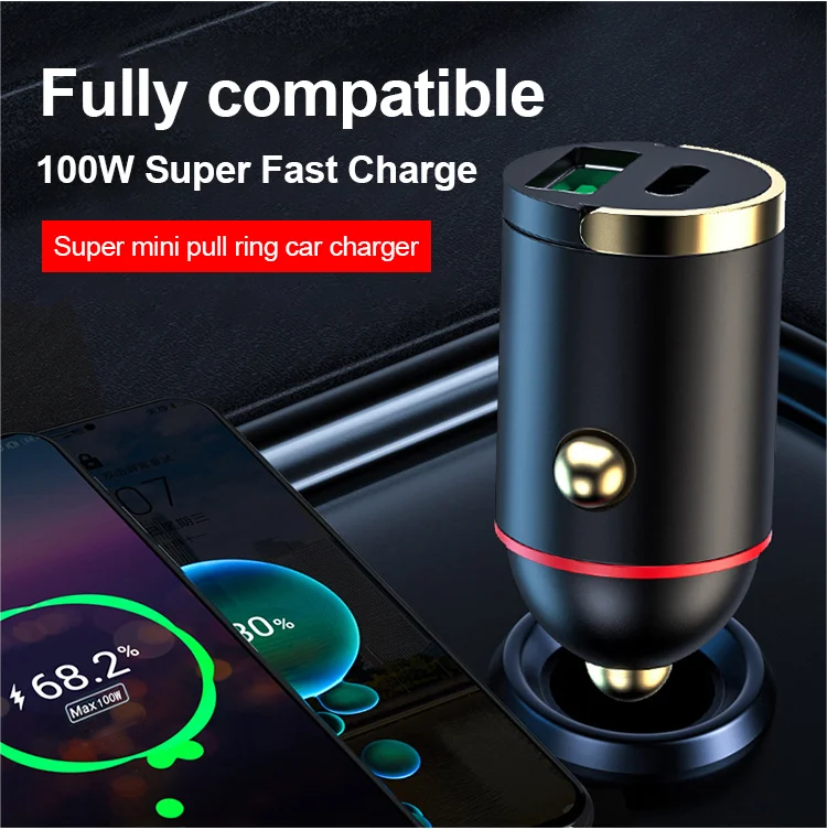 🚗 50 % RABATT NÅ! ✨ 2-porters kompakt hurtiglader for bilen – 24 W USB-C og USB-A med overopphetingsbeskyttelse for effektiv lading mens du er på reise 🔌📱
