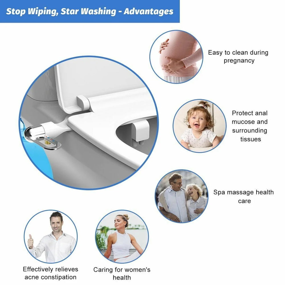 Icke-Elektrisk Dubbelmunstycke Bidet-Fäste - Självtvättande - Justerbart Tryck - Ultratunt