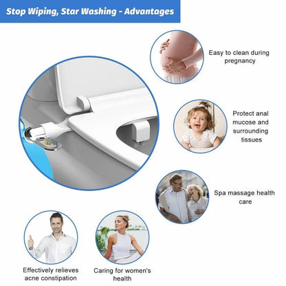 Icke-Elektrisk Dubbelmunstycke Bidet-Fäste - Självtvättande - Justerbart Tryck - Ultratunt