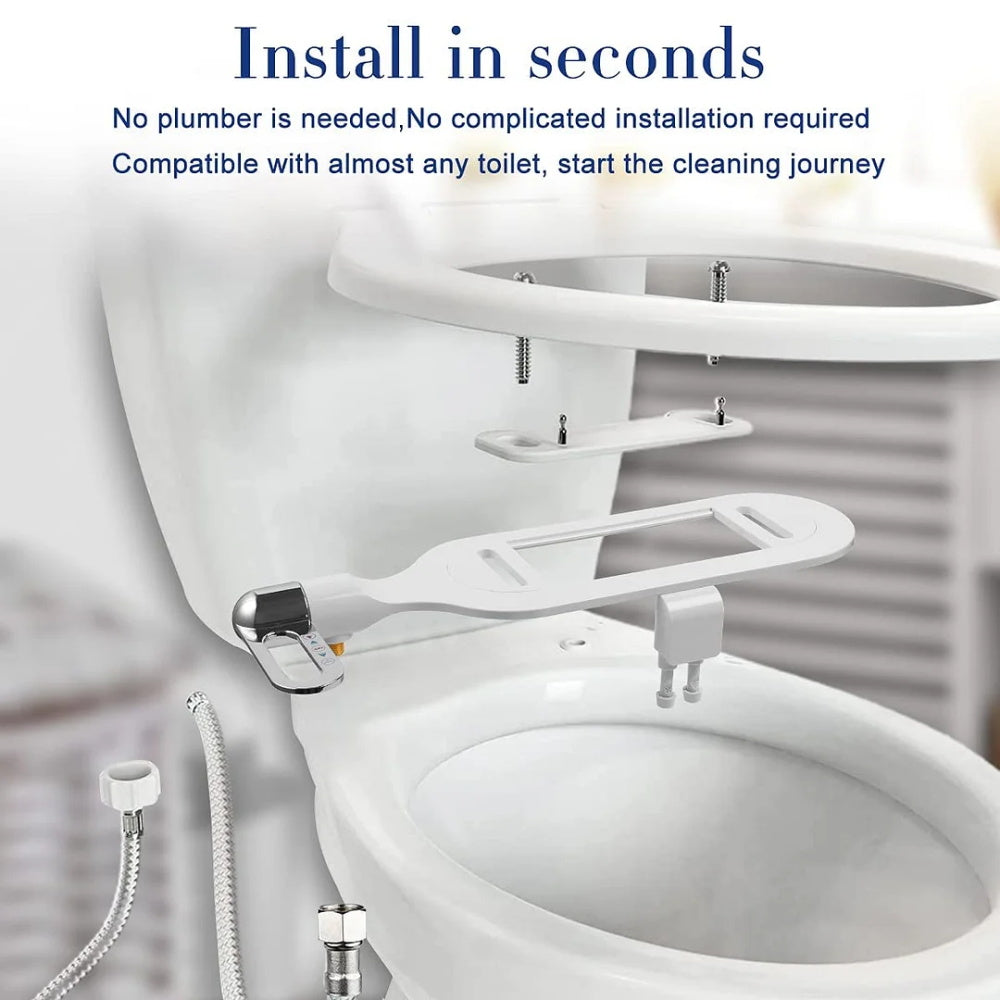 Icke-Elektrisk Dubbelmunstycke Bidet-Fäste - Självtvättande - Justerbart Tryck - Ultratunt