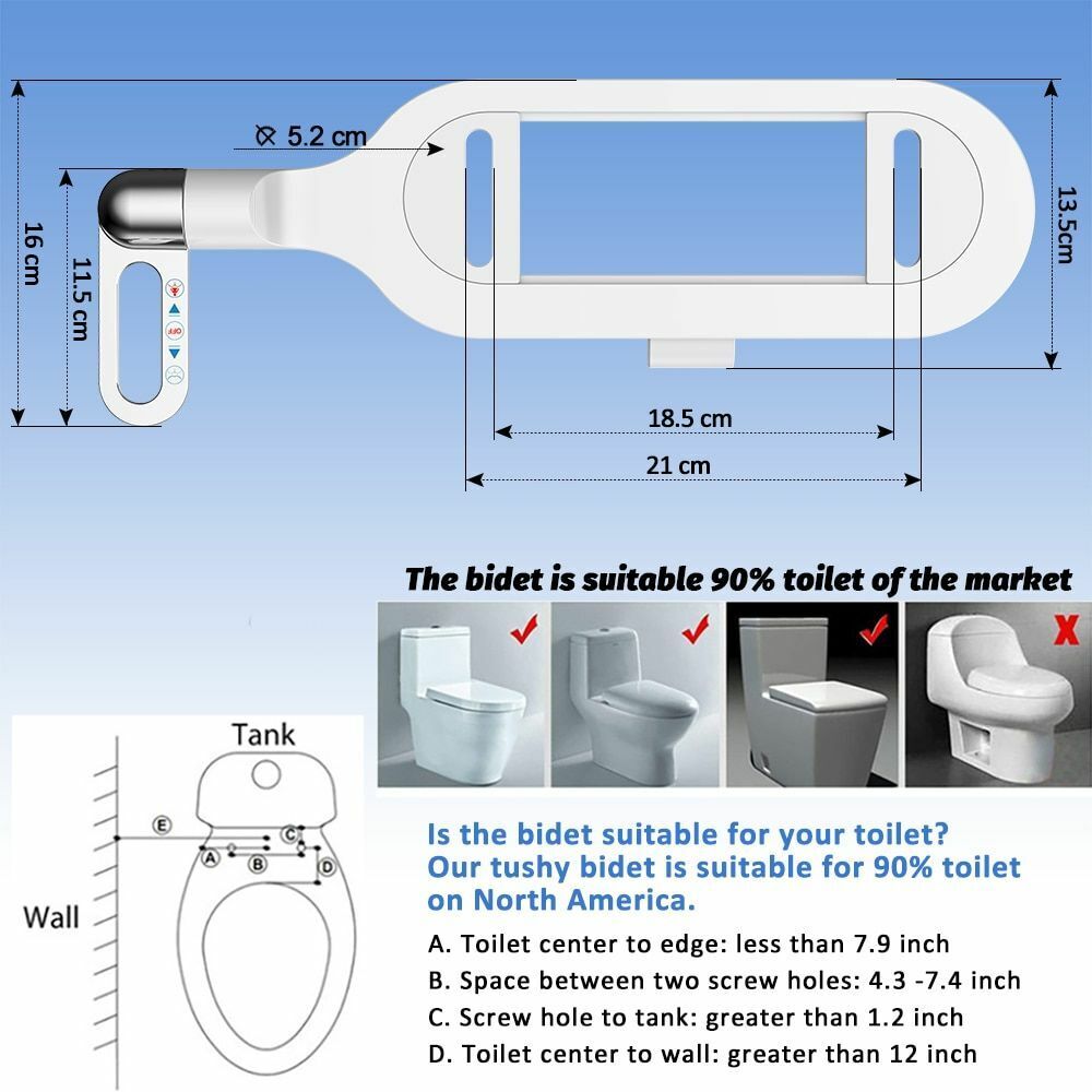 Icke-Elektrisk Dubbelmunstycke Bidet-Fäste - Självtvättande - Justerbart Tryck - Ultratunt
