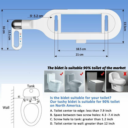 Icke-Elektrisk Dubbelmunstycke Bidet-Fäste - Självtvättande - Justerbart Tryck - Ultratunt