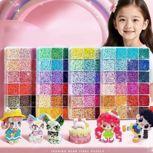 💝Komplett sett med 96 fargede smeltbare perler✨ – Det ultimate settet med strykejern, perleplater og mønstre for uendelige DIY-prosjekter!🌟