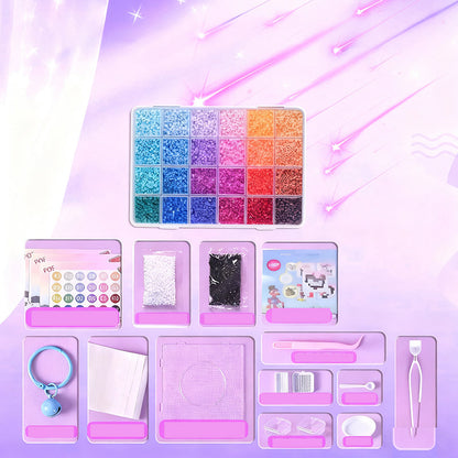 💝Komplett sett med 96 fargede smeltbare perler✨ – Det ultimate settet med strykejern, perleplater og mønstre for uendelige DIY-prosjekter!🌟
