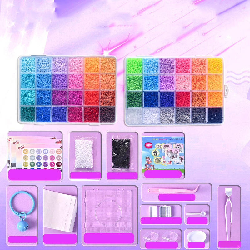 💝Komplett sett med 96 fargede smeltbare perler✨ – Det ultimate settet med strykejern, perleplater og mønstre for uendelige DIY-prosjekter!🌟