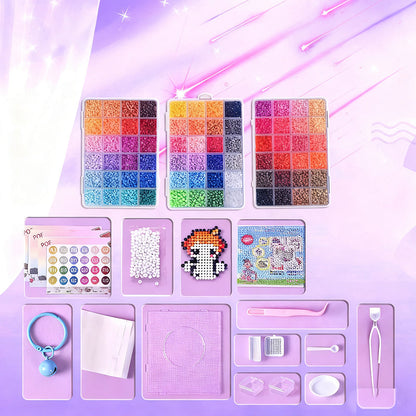 💝Komplett sett med 96 fargede smeltbare perler✨ – Det ultimate settet med strykejern, perleplater og mønstre for uendelige DIY-prosjekter!🌟