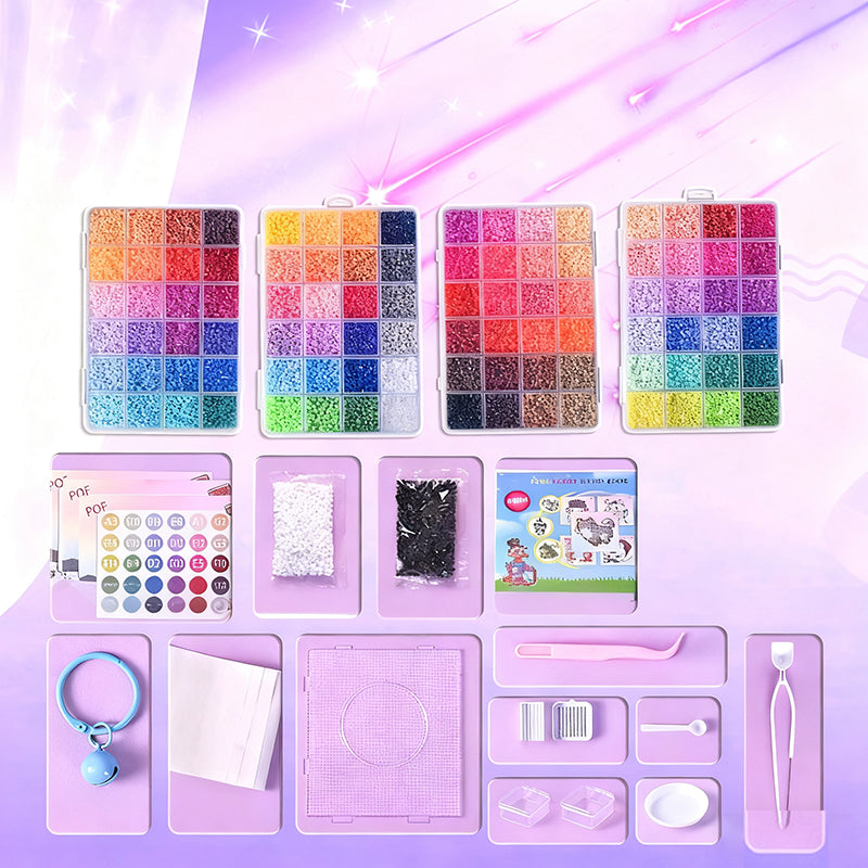 💝Komplett sett med 96 fargede smeltbare perler✨ – Det ultimate settet med strykejern, perleplater og mønstre for uendelige DIY-prosjekter!🌟
