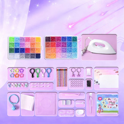 💝Komplett sett med 96 fargede smeltbare perler✨ – Det ultimate settet med strykejern, perleplater og mønstre for uendelige DIY-prosjekter!🌟