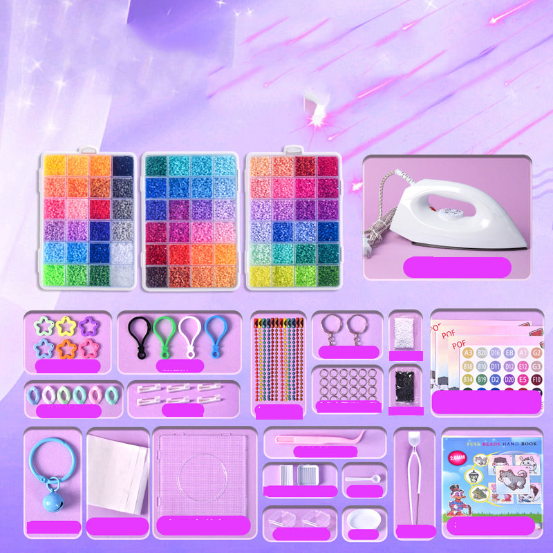 💝Komplett sett med 96 fargede smeltbare perler✨ – Det ultimate settet med strykejern, perleplater og mønstre for uendelige DIY-prosjekter!🌟