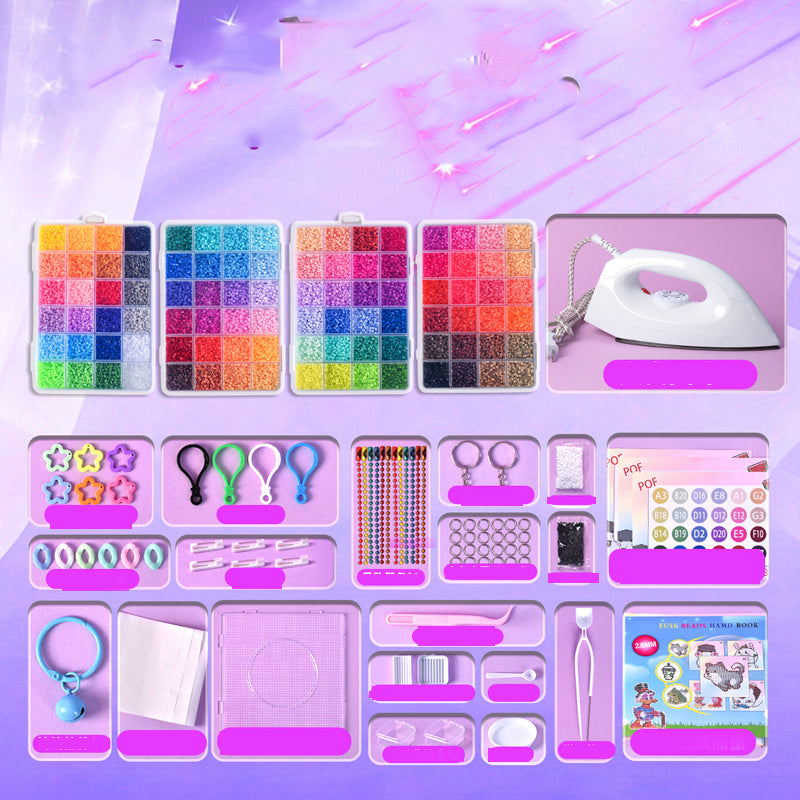 💝Komplett sett med 96 fargede smeltbare perler✨ – Det ultimate settet med strykejern, perleplater og mønstre for uendelige DIY-prosjekter!🌟