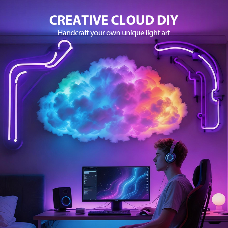 ⏳Begrenset tidsbegrenset 50 % rabatt⏰DIY USB-drevet LED-belysning formet som en tordensky🌈☁️