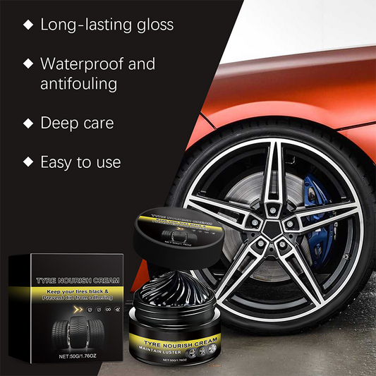 ✨ Däckvax – återställer den svarta glansen, skyddar mot UV-strålning och stöter bort smuts. Enkelt och snabbt! 🚗