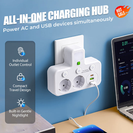 🔌 50% RABATT! ⚡ Smart Grenuttag med USB – Överbelastningsskydd, USB-C Laddning & Barnsäker Skydd 🔒