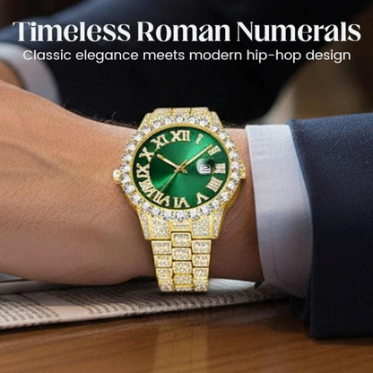 ⌚ 50% RABATT! ✨ Herrklocka med Strass & Kvartsverk – Lyxig Design, Iögonfallande & Perfekt för Fest 💎