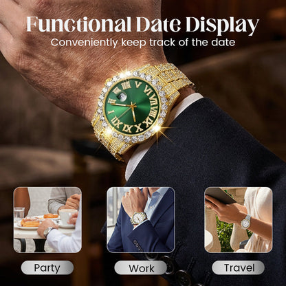 ⌚ 50% RABATT! ✨ Herrklocka med Strass & Kvartsverk – Lyxig Design, Iögonfallande & Perfekt för Fest 💎