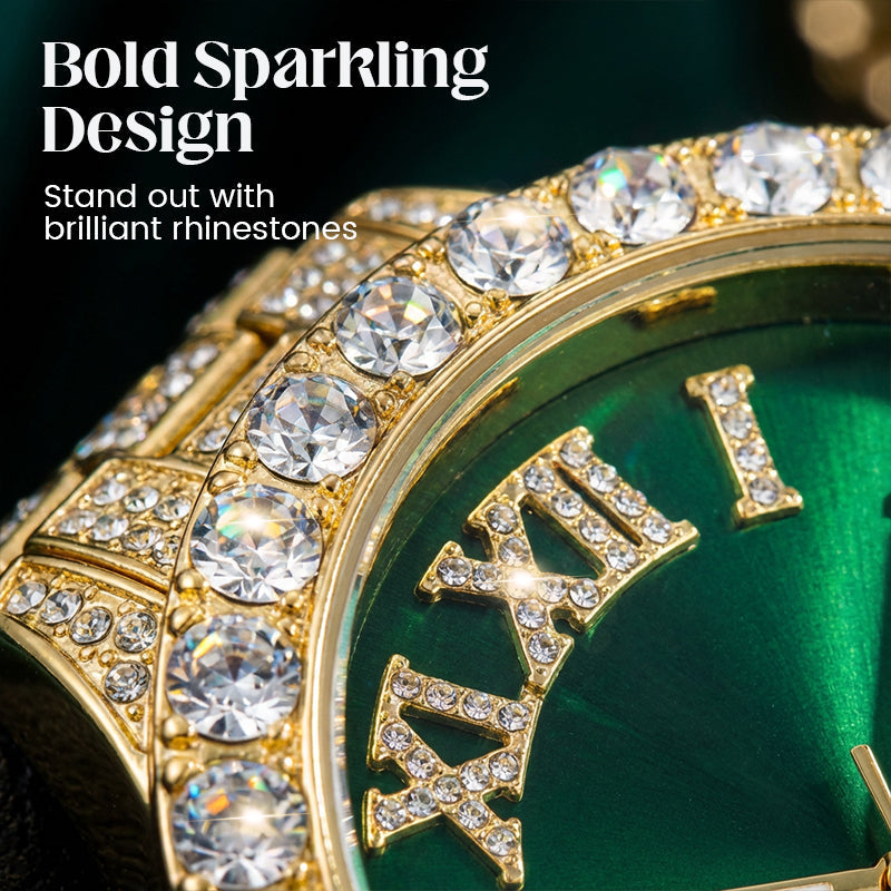 ⌚ 50% RABATT! ✨ Herrklocka med Strass & Kvartsverk – Lyxig Design, Iögonfallande & Perfekt för Fest 💎