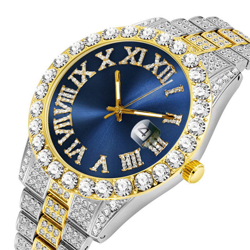 ⌚ 50% RABATT! ✨ Herrklocka med Strass & Kvartsverk – Lyxig Design, Iögonfallande & Perfekt för Fest 💎