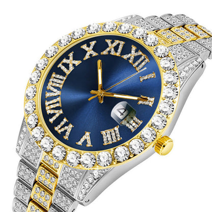 ⌚ 50% RABATT! ✨ Herrklocka med Strass & Kvartsverk – Lyxig Design, Iögonfallande & Perfekt för Fest 💎