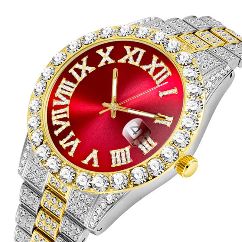⌚ 50% RABATT! ✨ Herrklocka med Strass & Kvartsverk – Lyxig Design, Iögonfallande & Perfekt för Fest 💎