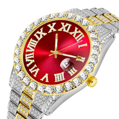 ⌚ 50% RABATT! ✨ Herrklocka med Strass & Kvartsverk – Lyxig Design, Iögonfallande & Perfekt för Fest 💎
