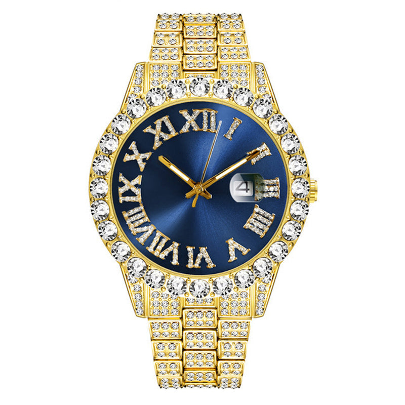 ⌚ 50% RABATT! ✨ Herrklocka med Strass & Kvartsverk – Lyxig Design, Iögonfallande & Perfekt för Fest 💎