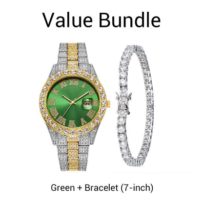 ⌚ 50% RABATT! ✨ Herrklocka med Strass & Kvartsverk – Lyxig Design, Iögonfallande & Perfekt för Fest 💎