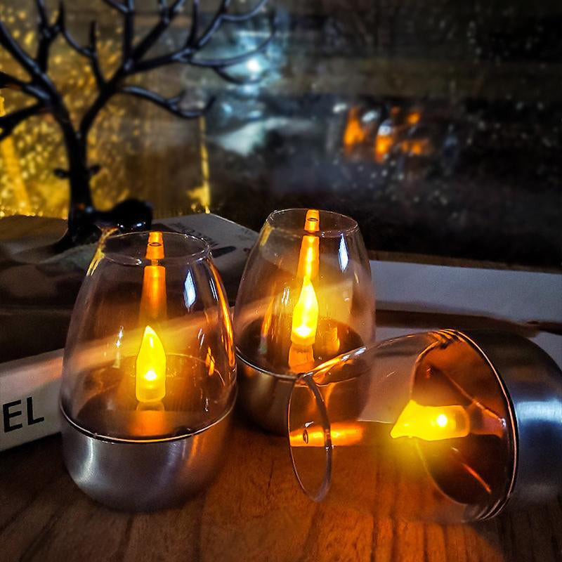 🕯️ KÖP 2 FÅ 1 GRATIS! ☀️ Pack Solenergi-LED-Bordslampor – Flamlösa & Vattentäta, Auto Tänd/Släck med Skymningssensor för Trädgård & Fest 🏕️