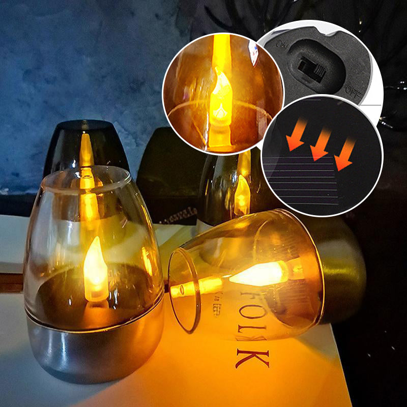 🕯️ KÖP 2 FÅ 1 GRATIS! ☀️ Pack Solenergi-LED-Bordslampor – Flamlösa & Vattentäta, Auto Tänd/Släck med Skymningssensor för Trädgård & Fest 🏕️
