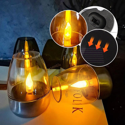 🕯️ KÖP 2 FÅ 1 GRATIS! ☀️ Pack Solenergi-LED-Bordslampor – Flamlösa & Vattentäta, Auto Tänd/Släck med Skymningssensor för Trädgård & Fest 🏕️