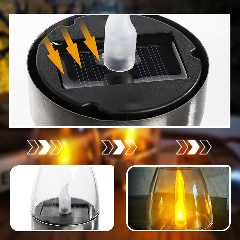 🕯️ KÖP 2 FÅ 1 GRATIS! ☀️ Pack Solenergi-LED-Bordslampor – Flamlösa & Vattentäta, Auto Tänd/Släck med Skymningssensor för Trädgård & Fest 🏕️
