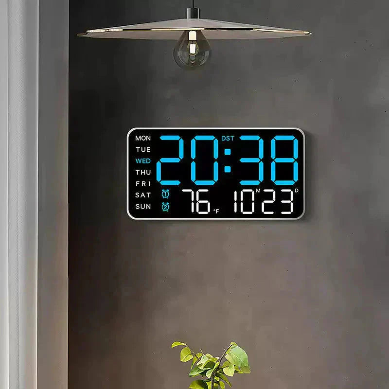 ⏰ Endast nu 50% rabatt!🔥Stor digital väggklocka med LED-display, datum och termometer