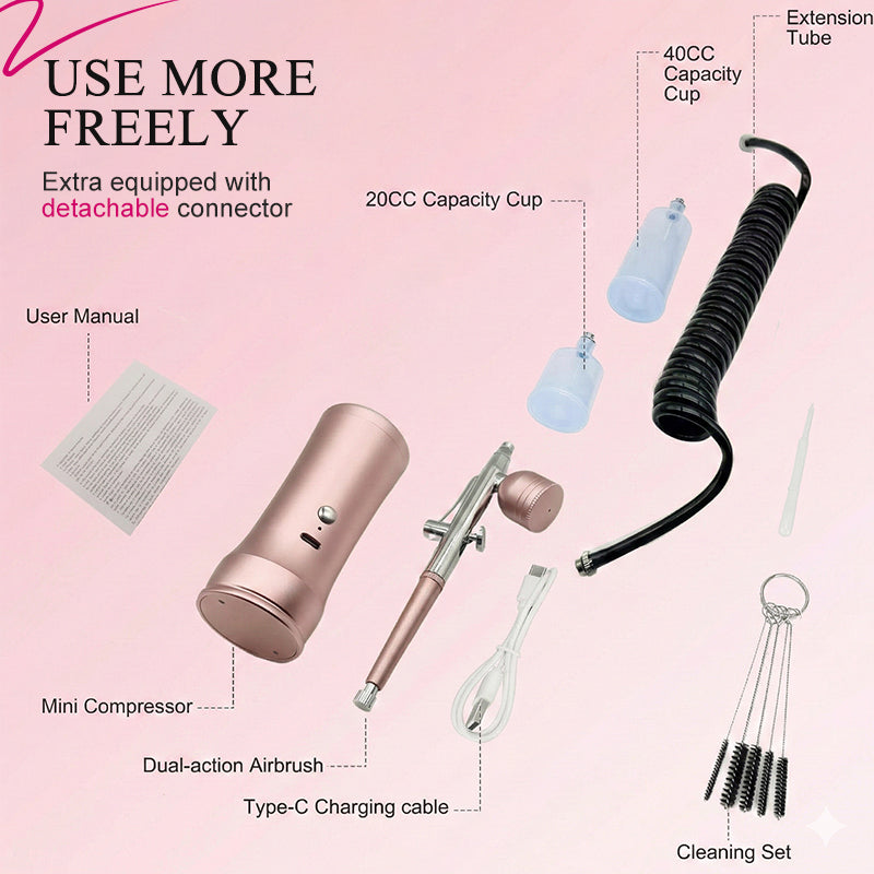 50% RABATT! ✨ Trådlöst Airbrush Kit för Smink – Lättvikt, Lång Batteritid & Jämn Färgspridning 🌬️