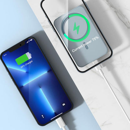 Mini hopfällbar trådlös magnetisk powerbank med stativ