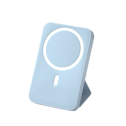 Mini hopfällbar trådlös magnetisk powerbank med stativ
