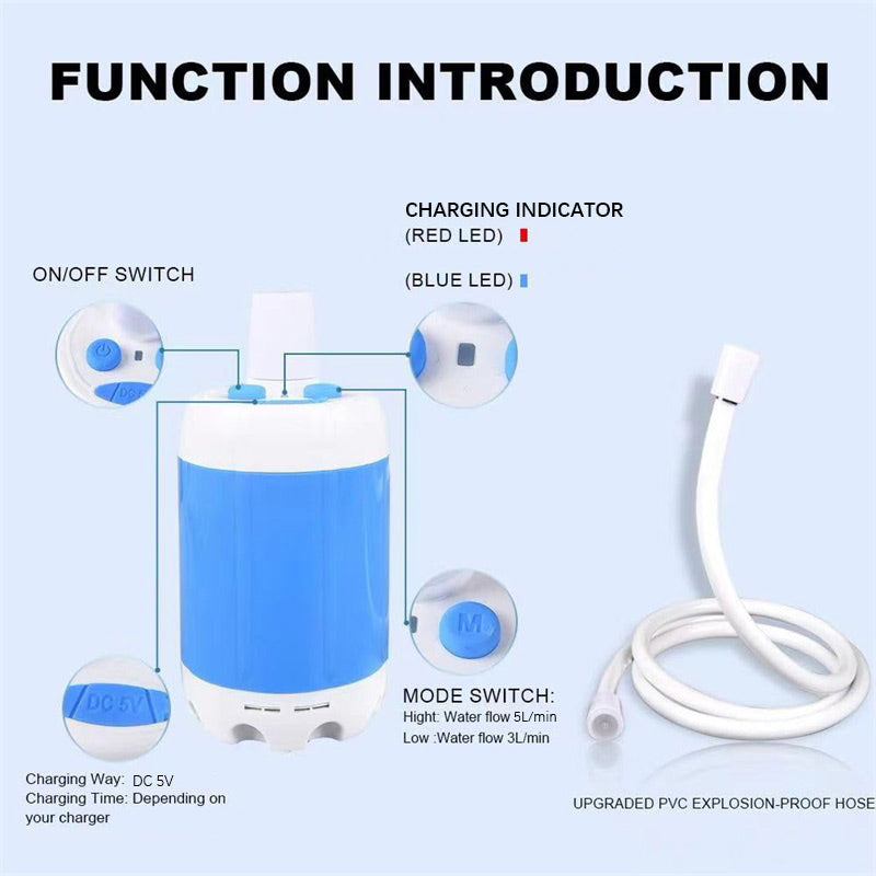 🔥😍Bärbar dusch för camping med vattenpump