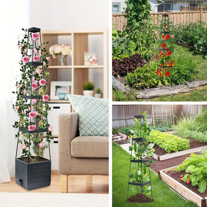 🪴55% RABATT NU☀️Upphöjda blomlådor med spaljé till trädgården💧