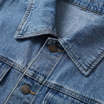 🧥💙 50% RABATT! | Lång Ledig Denimkavaj för Damer – Knappar, Avslappnad Passform & Slitstark Denim!