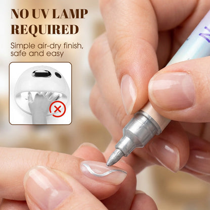 💞Över 50 000 sålda!✨Set med nagelkonstpennor med dubbla spetsar – torkar snabbt, ingen UV-lampa behövs. Fin spets och penselspets. 12/24 livfulla färger. Enkelt att göra själv hemma. Inga kladdfläckar, bara konst! 💅🖌️