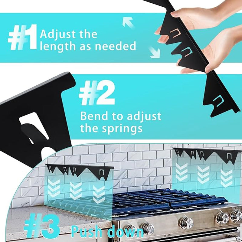 🔪 50% RABATT! 🍳 Rostfritt Stål Justerbar Mellanrumsskydd – Täcker springor, Lätt att rengöra & Förhindrar smulor 🧹