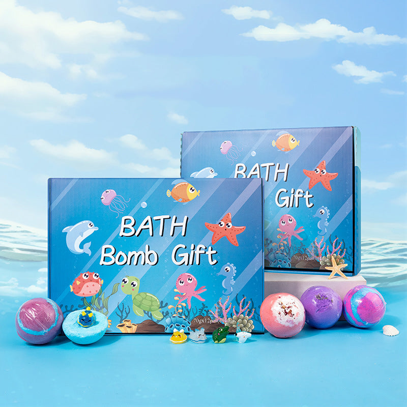 🛁 60% RABATT! 🎁 12-delars Badbombspresentpaket för Barn – Färgglada, Doftande & Hudvänliga ✨