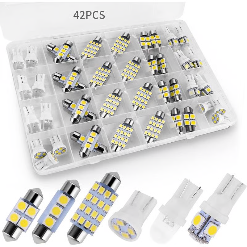 🚗50% RABATT!💡 42-pack LED Innerbelysning för Bil – Superljus Vit, 6 Storlekar & Enkel Installation!