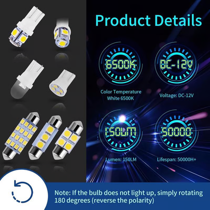 🚗50% RABATT!💡 42-pack LED Innerbelysning för Bil – Superljus Vit, 6 Storlekar & Enkel Installation!